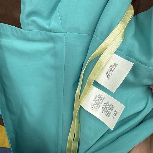 Nine West Y2k Style Multicolor Geometric Pattern Dress Size 2 Ruffle - Picture 9 of 9